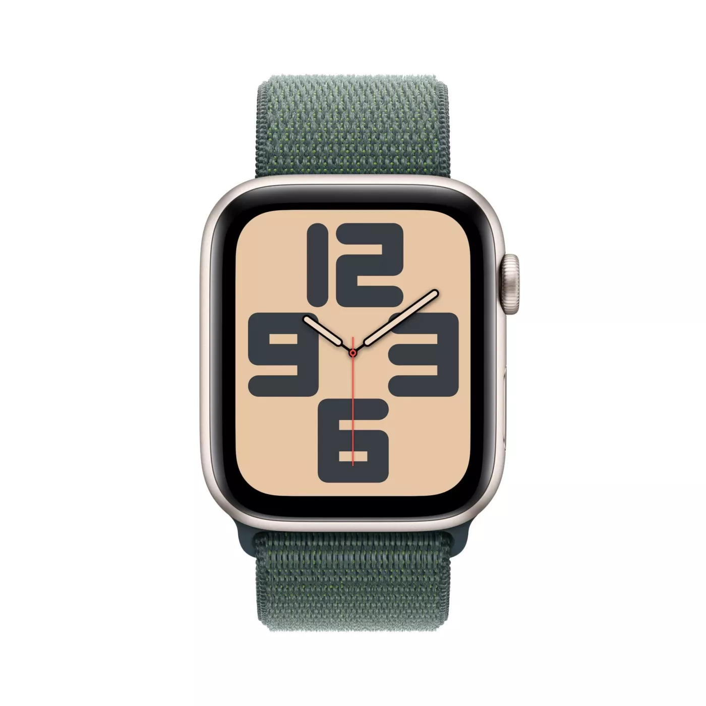 Apple Watch SE (2024) GPS + Cellular 44mm Starlight Aluminium Case with Lake Green Sport Loop - ONESIZE