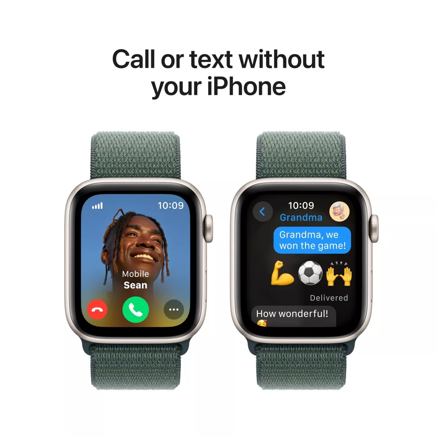 Apple Watch SE (2024) GPS + Cellular 44mm Starlight Aluminium Case with Lake Green Sport Loop - ONESIZE