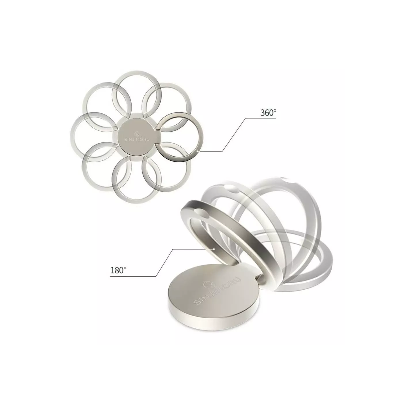 Sinjimoru Ringo Mini Ring Holder & Stand 360 Rotation - Black