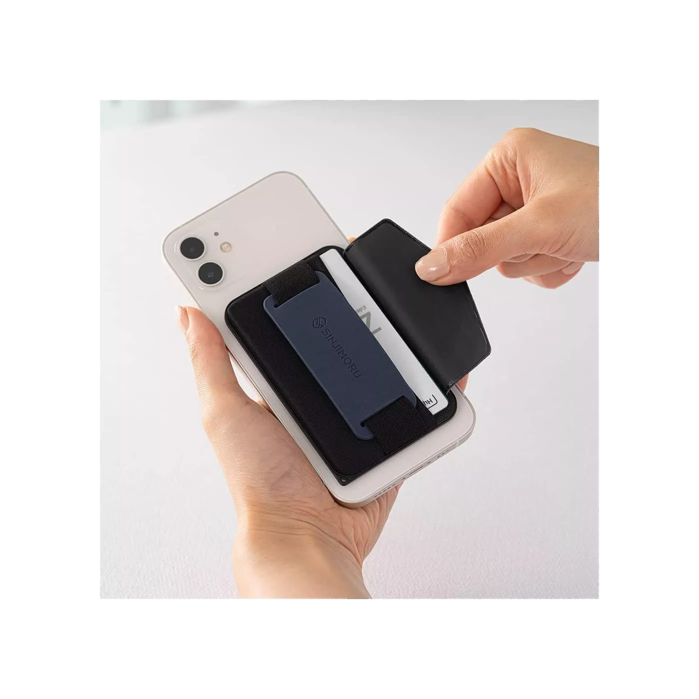 Sinjimoru M-B 3in1 Magnetic Wallet & Phone Grip Stand - Black