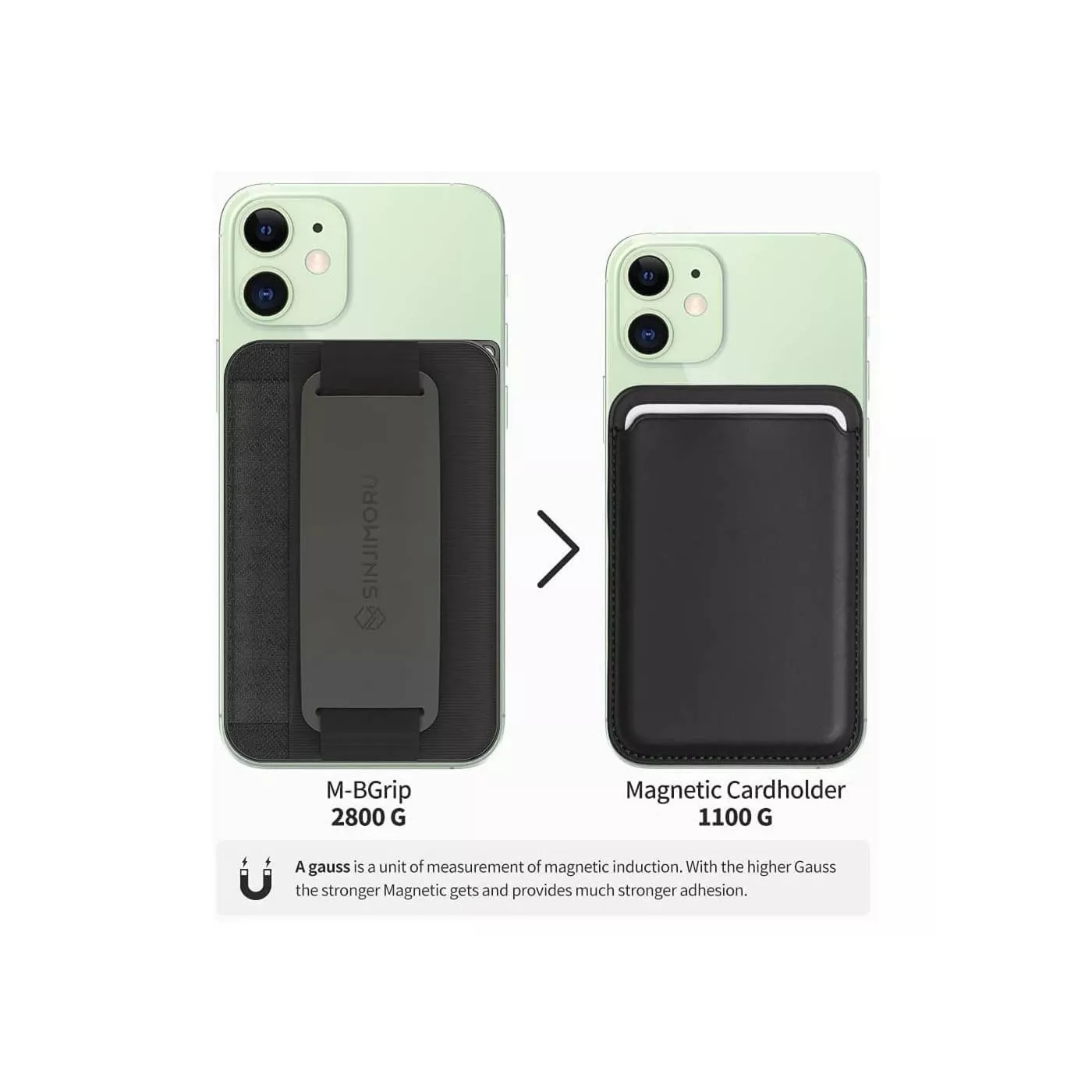 Sinjimoru M-B 3in1 Magnetic Wallet & Phone Grip Stand - Black