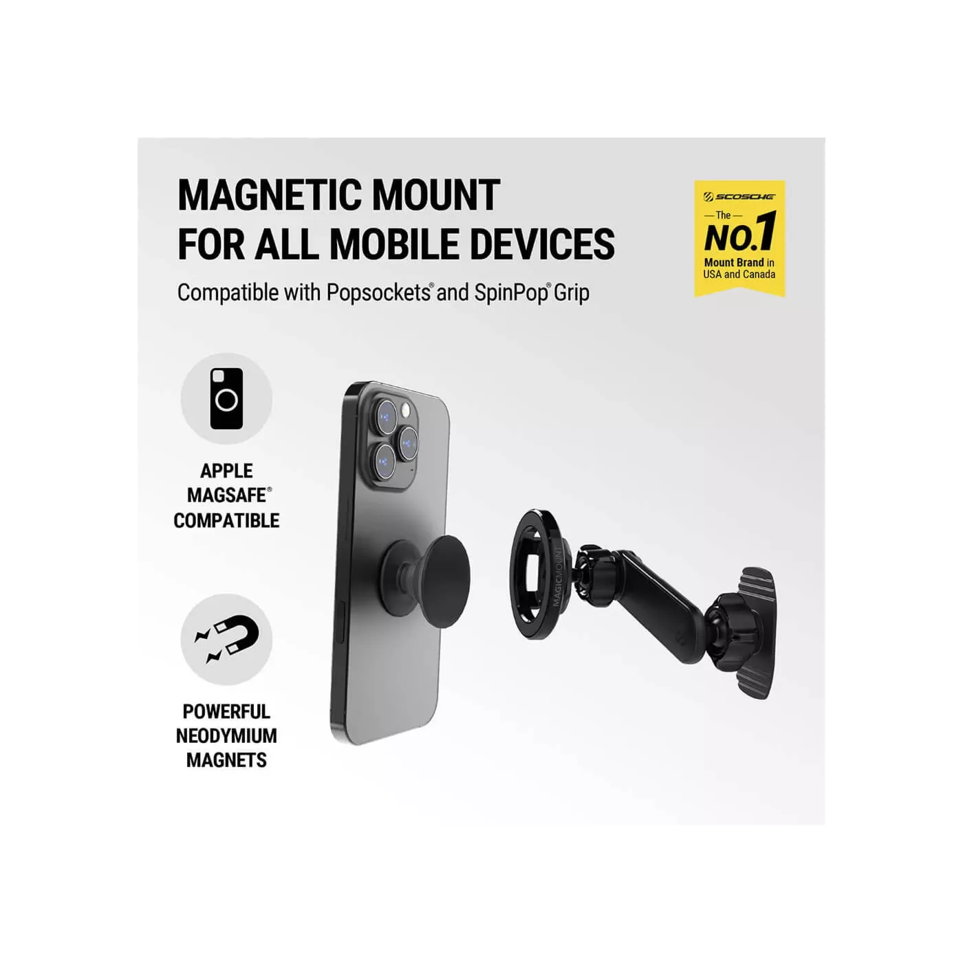 Scosche Magic 5in1 MagSafe Car Mount - Black