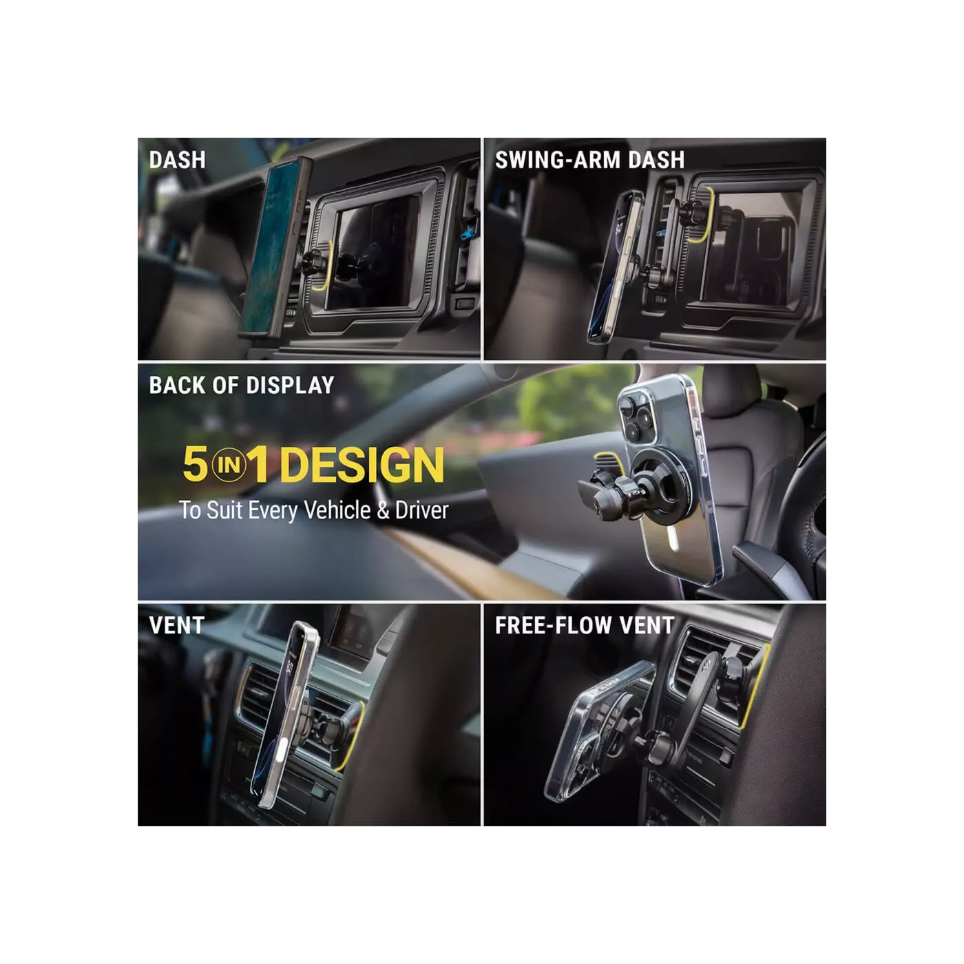 Scosche Magic 5in1 MagSafe Car Mount - Black
