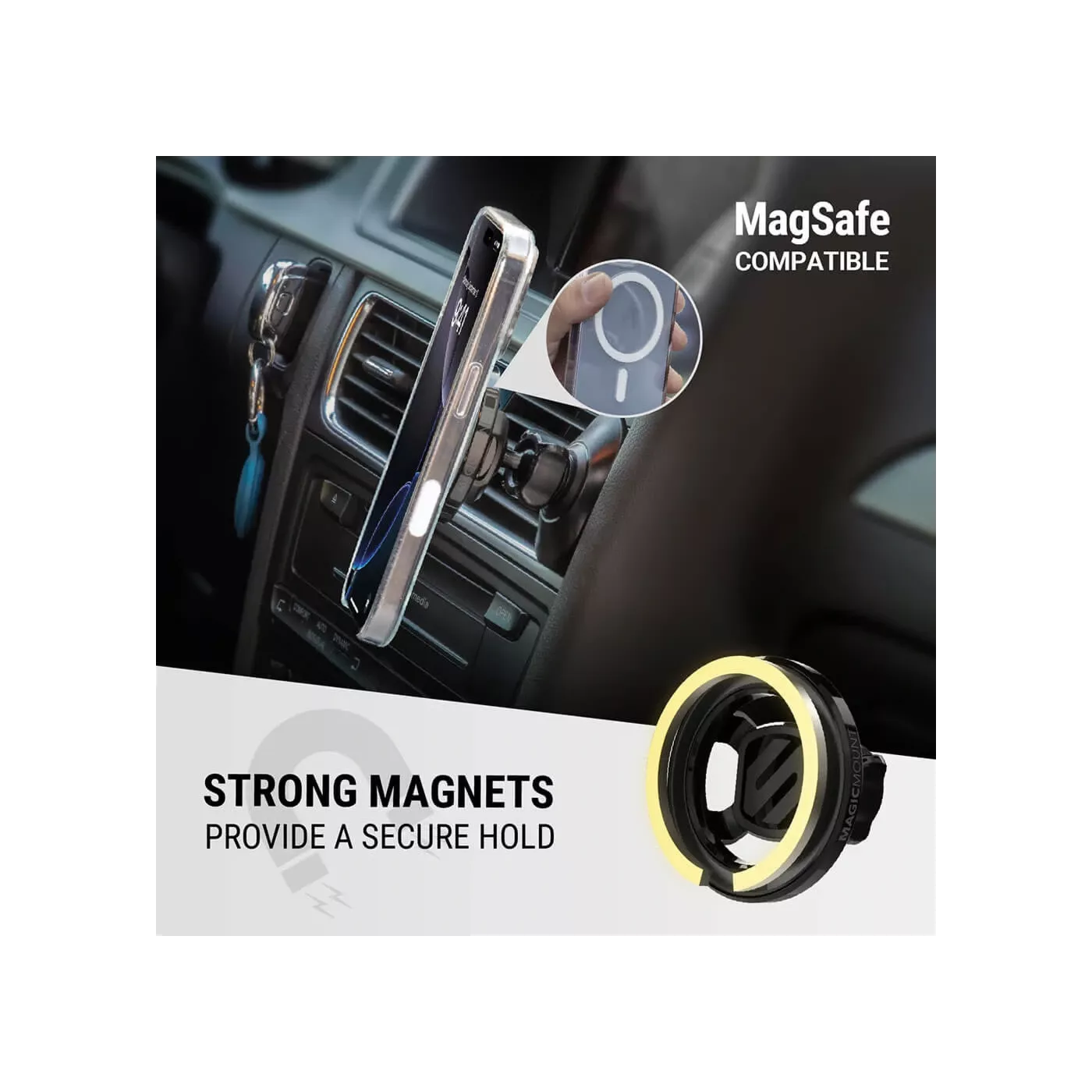 Scosche Magic 5in1 MagSafe Car Mount - Black