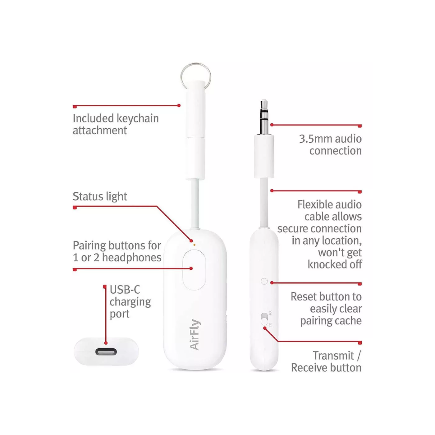 Twelve South Airfly Pro Bluetooth Transmitter/Receiver - White
