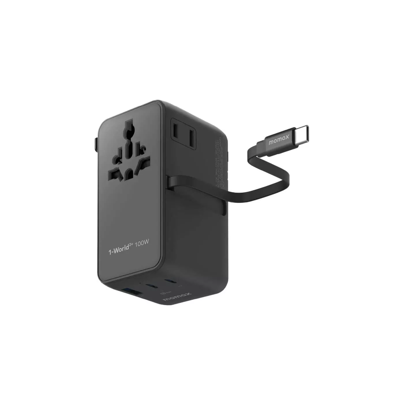 Momax 1-World 100W 4-Port Travel Adapter with Cable