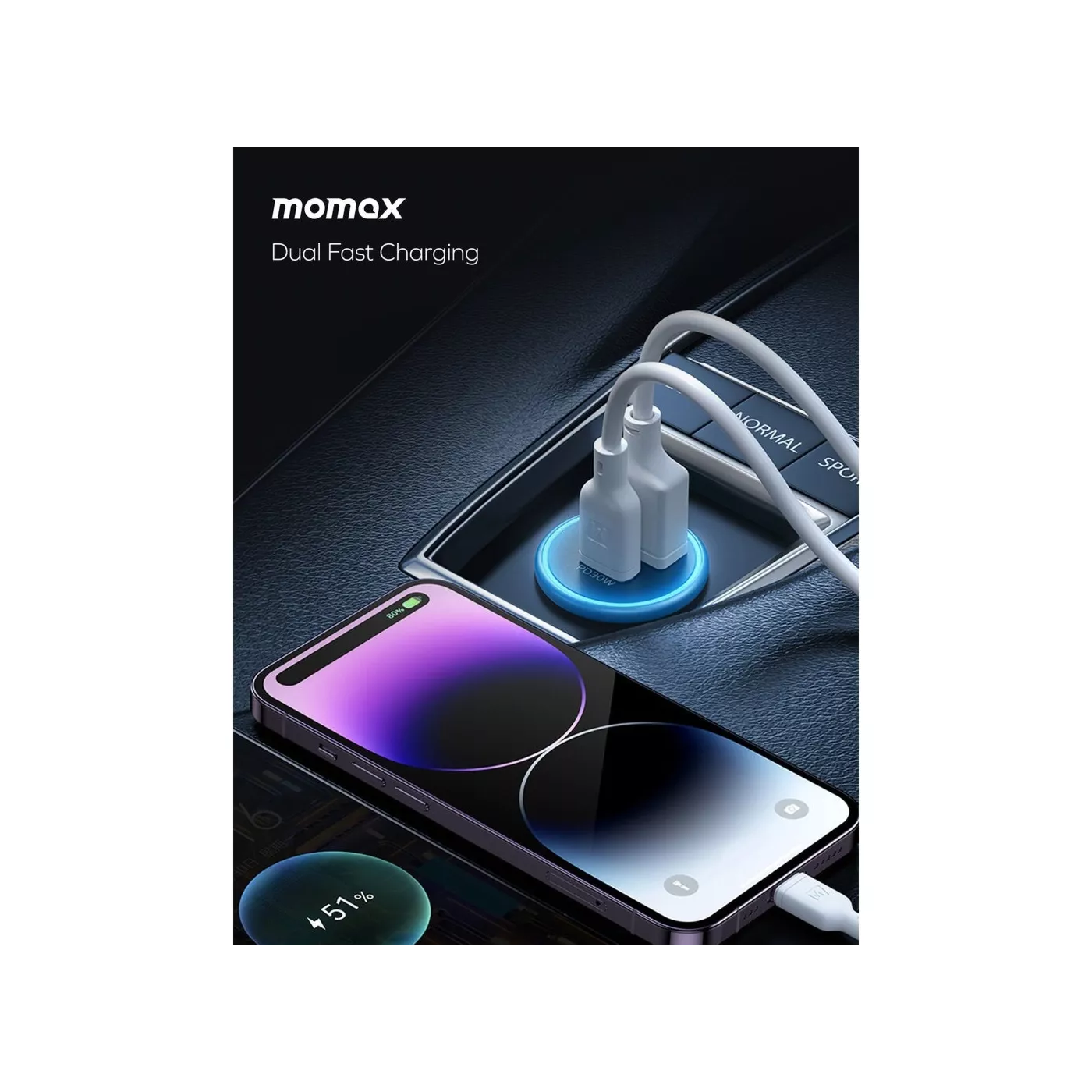 Momax Move 30W Dual Port Charger - Gray