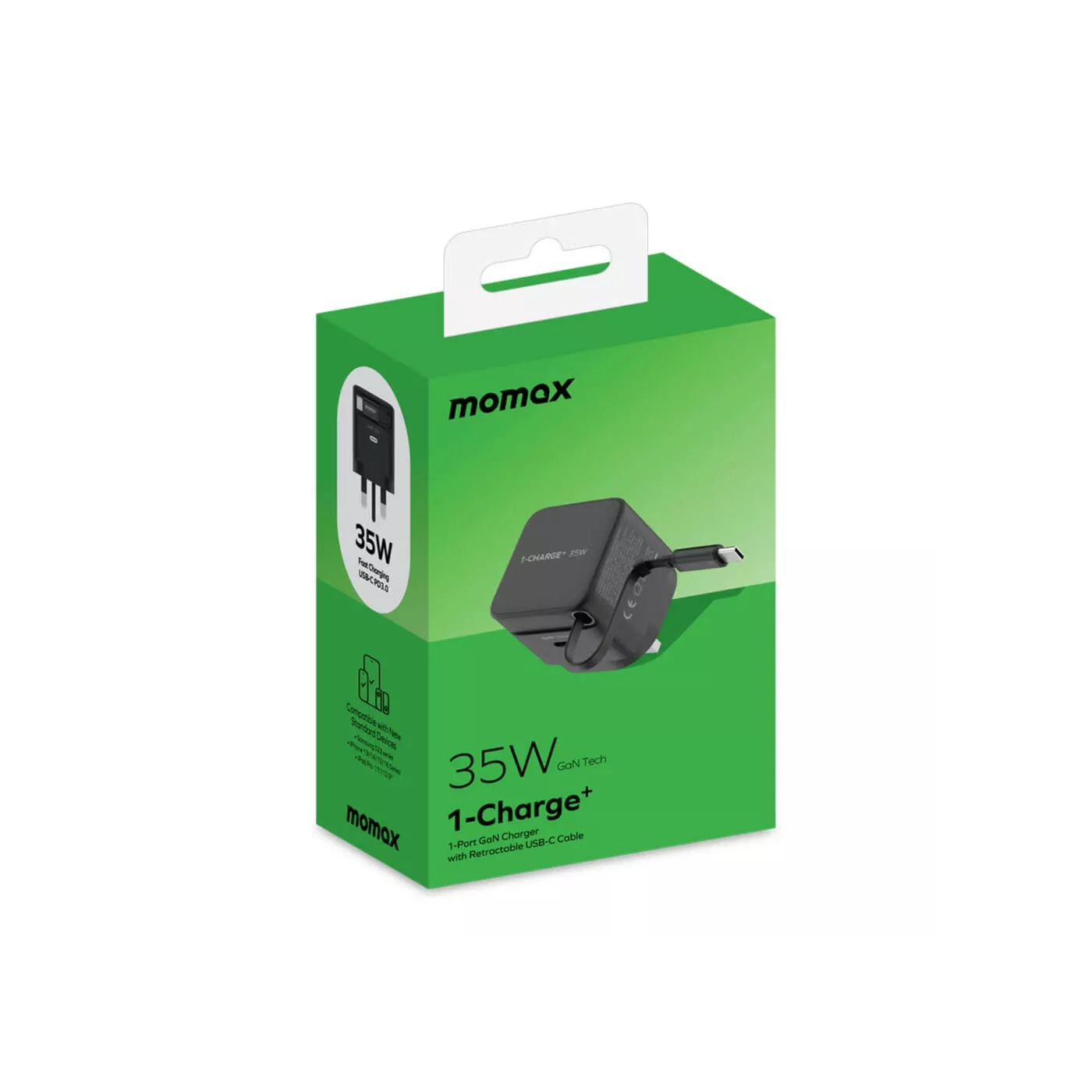 Momax 1-Charge+ 35W GaN Charger with USB-C Cable