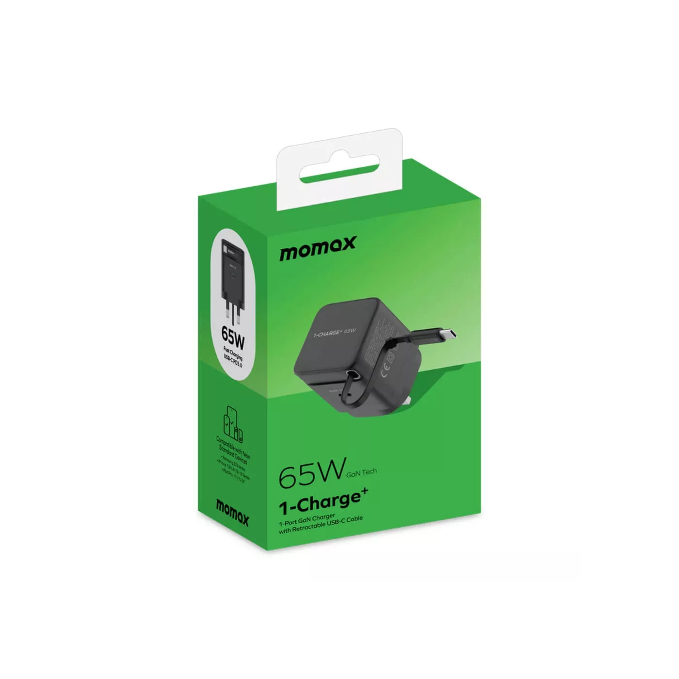 Momax 1-Charge+ 65W GaN Charger with USB-C Cable