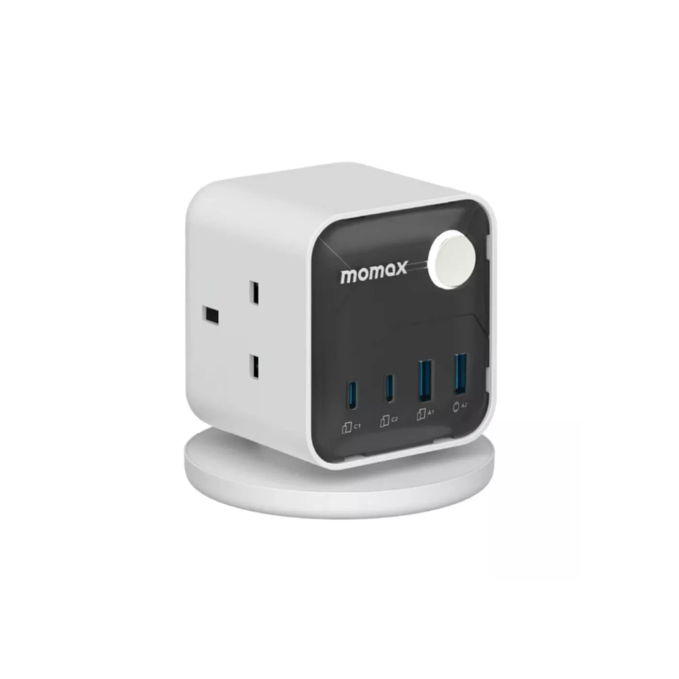 Momax 1 Charge Flow 3 Outlet Power Cube with USB - White