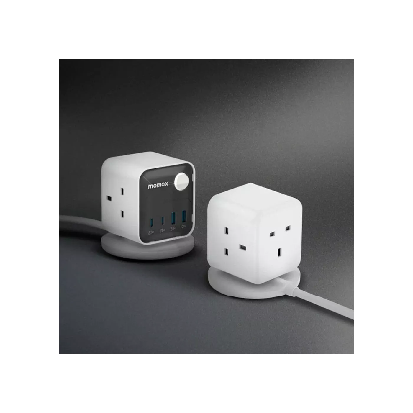 Momax 1 Charge Flow 3 Outlet Power Cube with USB - White