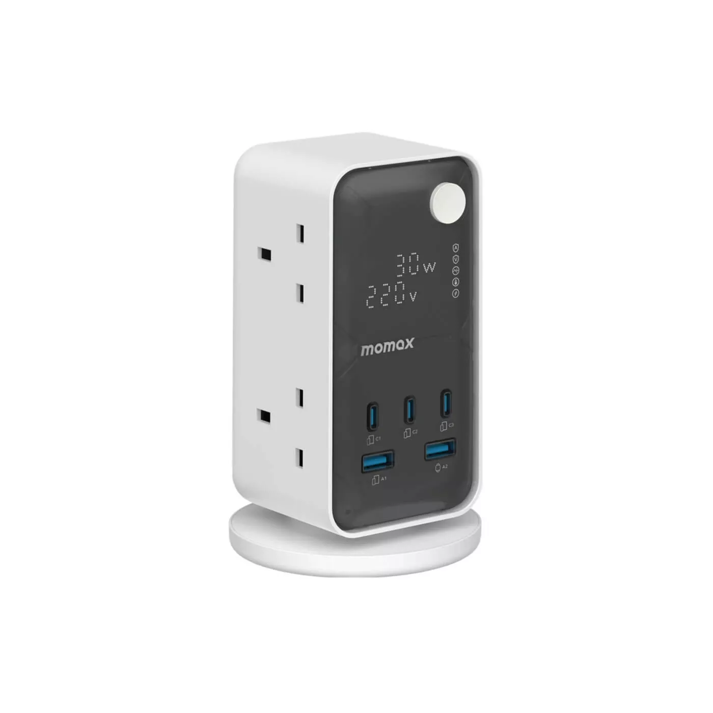 Momax 1 Charge Flow 6 Outlet Power Tower with USB - White