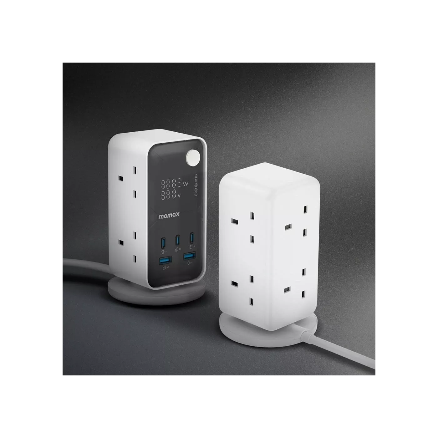 Momax 1 Charge Flow 6 Outlet Power Tower with USB - White