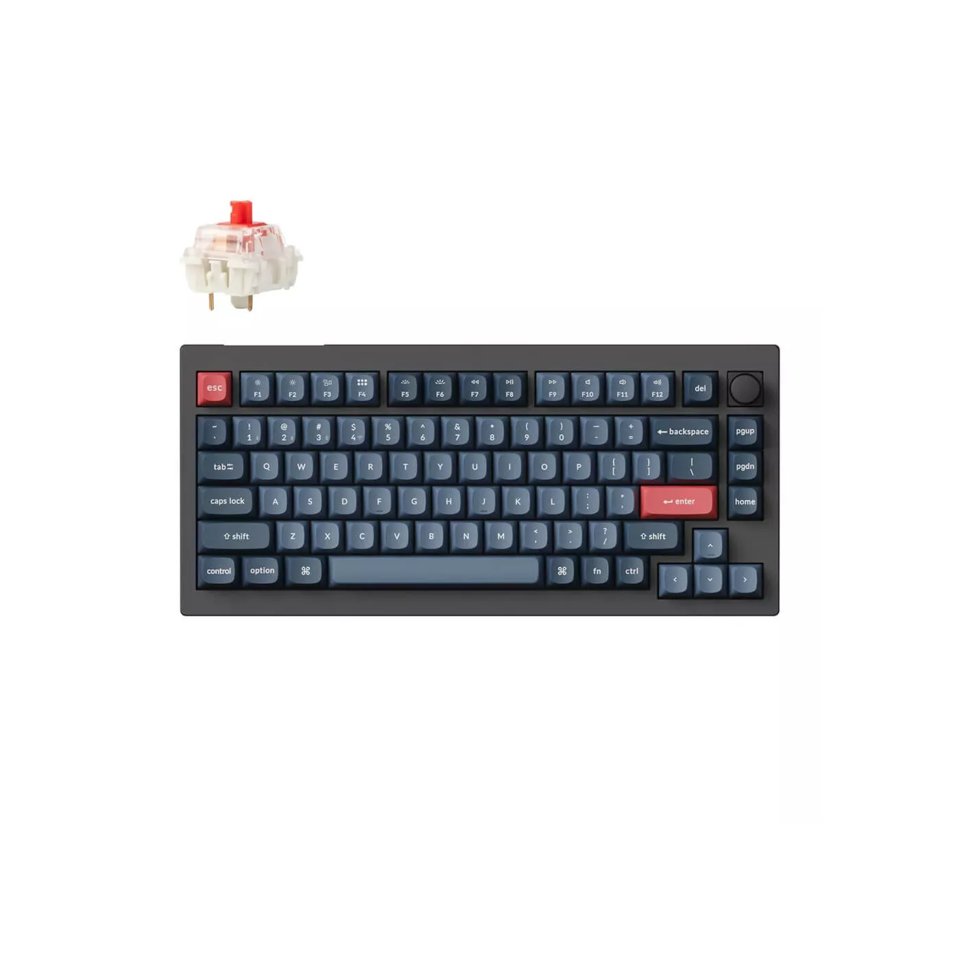 Keychron V1Max Swappable RGB Red Switch Knob Keyboard - Black