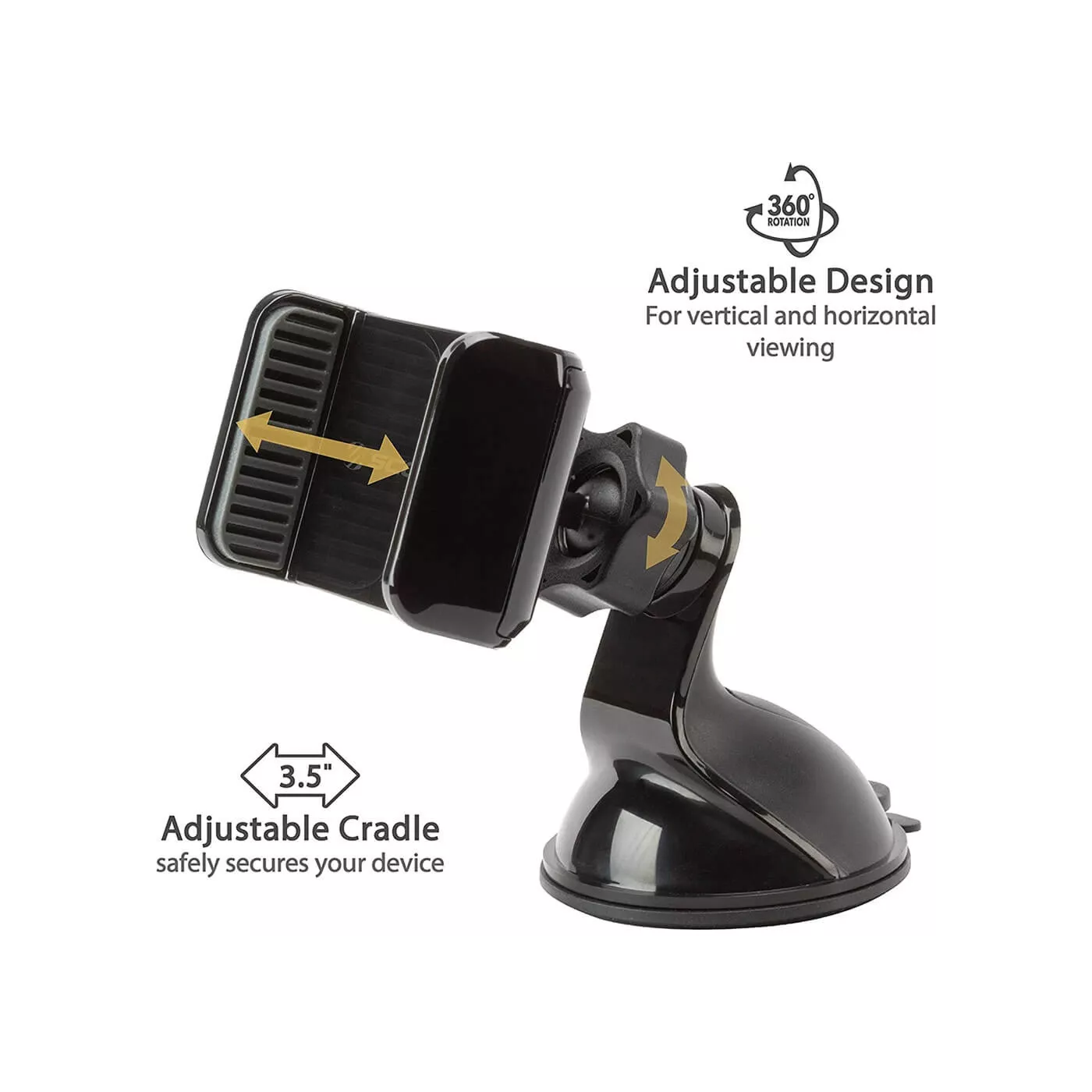 Scosche 3in1 Suction Cup/Window/ 360 Dash Car Mount - Black