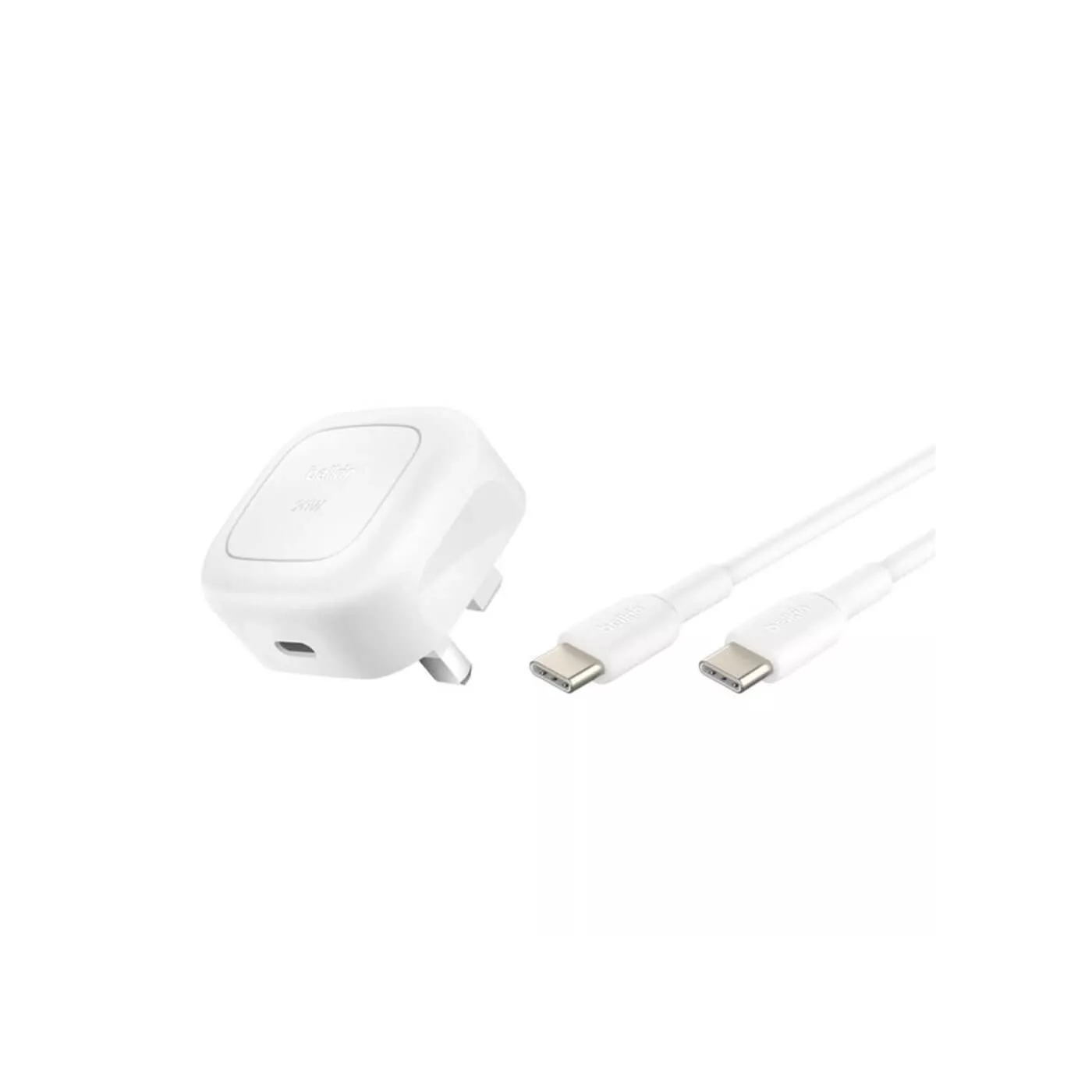 Belkin 20W USB-C + USB-C (1m) Cable UK Wall Charger - White