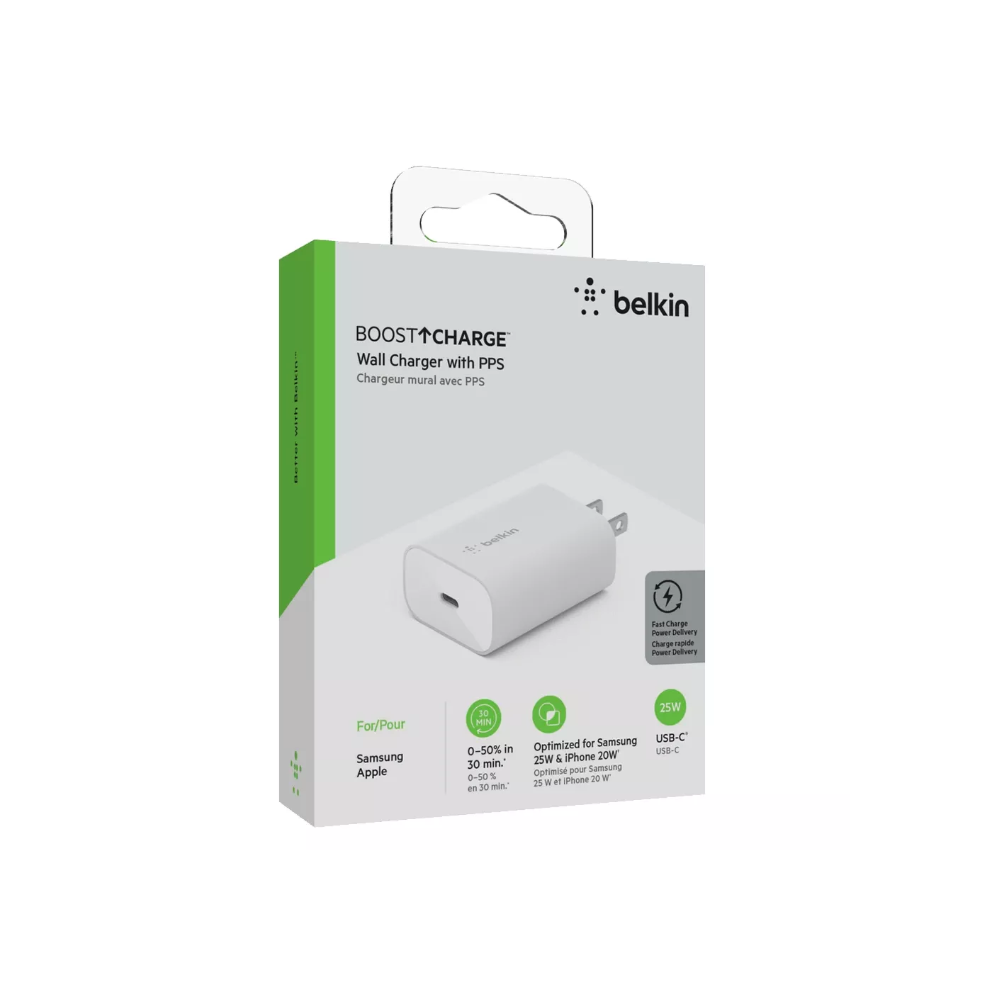Belkin 25W USB-C + USB-C to USB-C Cable & Wall Charger - White
