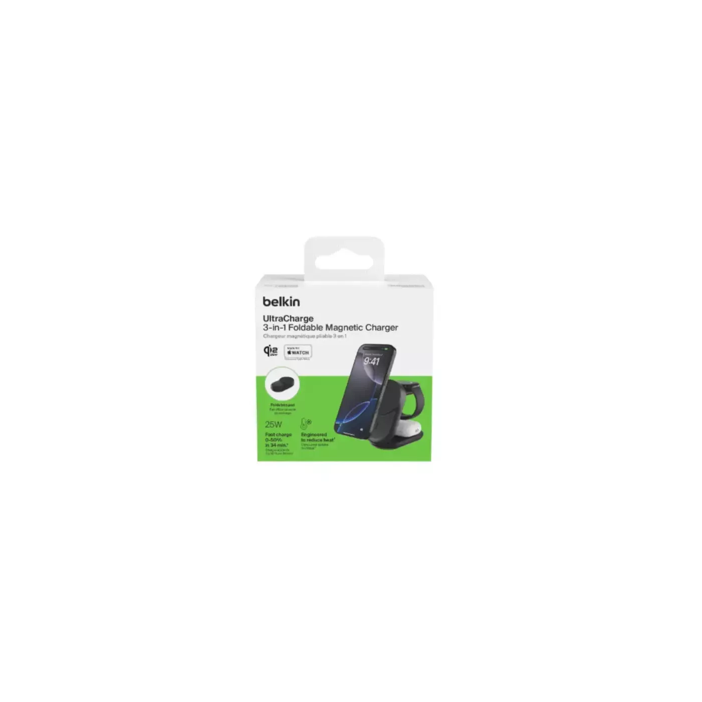 Belkin Ultracharge Qi2 25W 3in1 Foldable Charger - Black