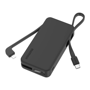 Momax 1 Power Vital 10K Power Bank with Built-in USB-C & Lightning Cable - Black