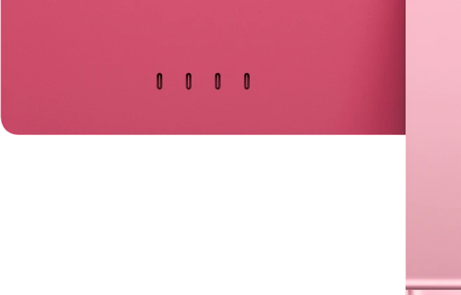 iMac, rear exterior, pink color, four Thunderbolt 4 ports