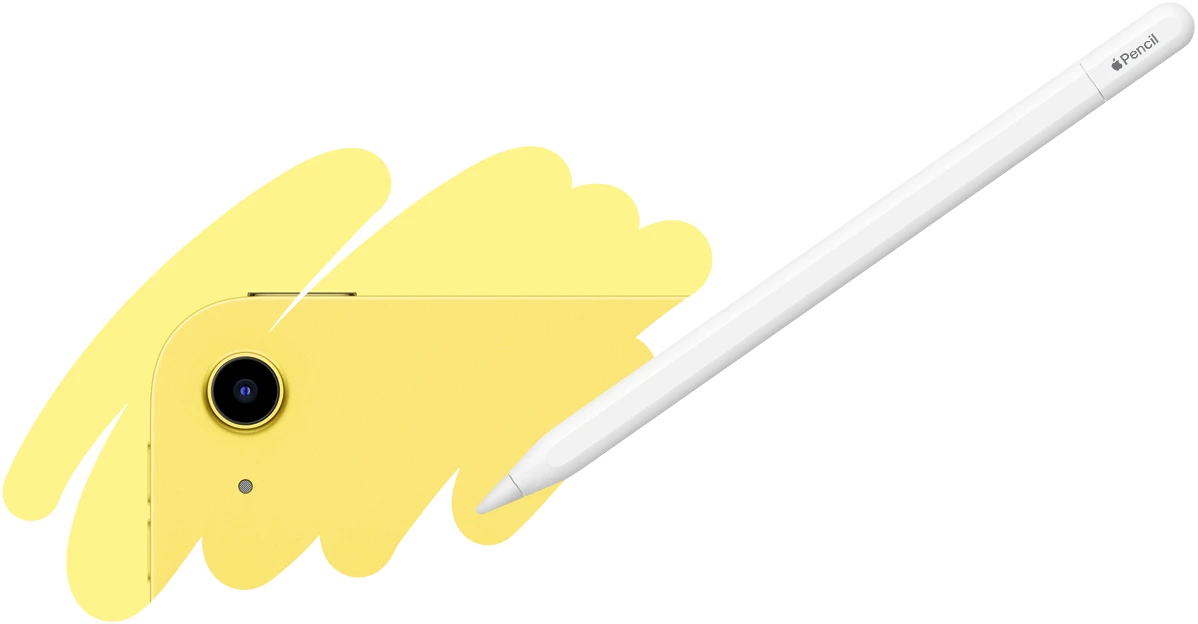Apple Pencil stroke reveals the back of the iPad, showcasing the back camera.