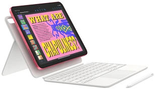 Showcasing iPad, Magic Keyboard Folio and Apple Pencil.