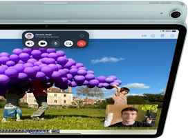 iPad Air with 12MP Ultra Wide front camera showing SharePlay feature in FaceTime
