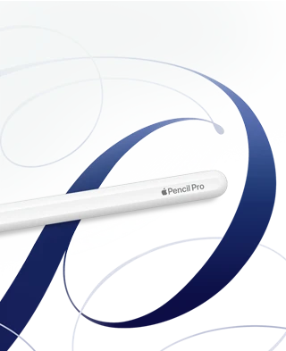 Apple Pencil Pro lying flat against hand drawn designs showcasing its advanced feaures for creativity