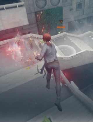 Screen display of 'Control' video game, advanced graphics powered by Apple M4 chip