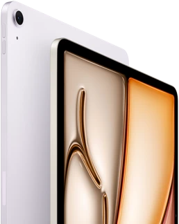 iPad Air, Purple color, front exterior, back exterior, 12MP Wide back camera on top left corner