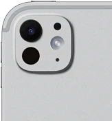 جهاز iPad Pro، الجزء الخلفي الخارجي، لون فضي، نظام كاميرات Pro مع عدسة خماسية العناصر وفلاش متكيف بتكنولوجيا انسجام اللون
