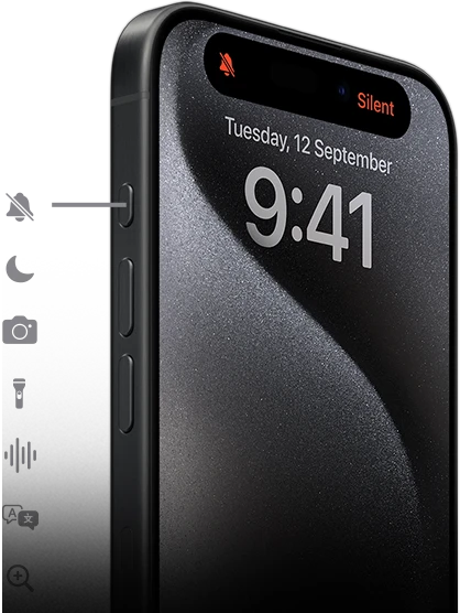 iPhone 15 Pro showing nine different options to set Action button