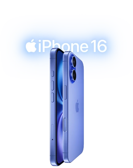 صورة لاثنين من iPhone&nbsp;16 تبرز جانبهما الخارجي مع شاشة أحدهما موضوعة مقابل شاشة الآخر، وهما بلون أزرق عمق البحر، ويظهر أيضاً زرا ضبط مستوى الصوت وزر الإجراءات والزر الجانبي وزر التحكم في الكاميرا وشعار Apple في الوسط ونظام الكاميرا المزدوجة المتطور النافر