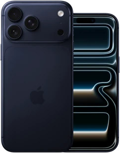 جنباً إلى جنب، iPhone&nbsp;17&nbsp;Pro&nbsp;Max، الجزء الخلفي الخارجي، نظام كاميرات&nbsp;Pro‏، 3&nbsp;عدسات، ميكروفون، فلاش، طلاء خارجي بلون [B28]، iPhone&nbsp;17&nbsp;Pro، الجزء الأمامي الخارجي بتصميم كله شاشة، طلاء خارجي بلون [B28]