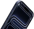 iPhone&nbsp;17&nbsp;Pro، الجزء الأمامي الخارجي، ميزة Dynamic&nbsp;Island في الأعلى، زر الإجراءات، زرّا ضبط مستوى الصوت