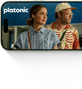 iPhone 17, exterior front, showing the Apple TV+ series Platonic