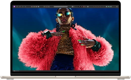 شاشة MacBook&nbsp;Air تعرض صورة زاهية الألوان لإظهار نطاق ألوان شاشة ريتنا&nbsp;ليكويد ووضوحها