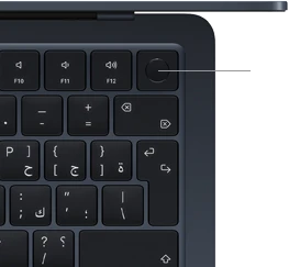 لقطة علوية للوحة مفاتيح جهاز MacBook&nbsp;Air مع ميزة بصمة الإصبع