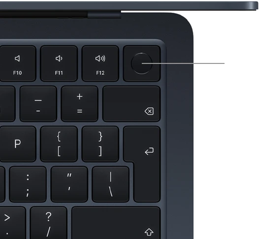 Top view of MacBook Air keyboard with Touch ID