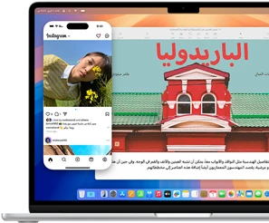تطبيق محاكاة iPhone مع عرض شاشة iPhone على شاشة MacBook Air