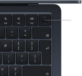 Touch ID sensor located in top right corner of MacBook Air keyboard
