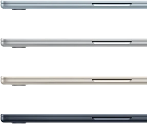 الجزء الجانبي الخارجي لأربعة أجهزة MacBook&nbsp;Air‏ يبيّن أربعة ألوان مختلفة