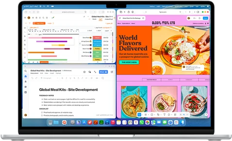 جهاز MacBook&nbsp;Air مع تطبيقات متعددة مفتوحة