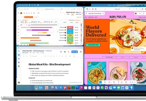 جهاز MacBook&nbsp;Air مع تطبيقات متعددة مفتوحة