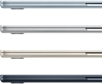 الجزء الخارجي الجانبي لأربعة أجهزة MacBook&nbsp;Air‏ تعرض أربعة ألوان مختلفة
