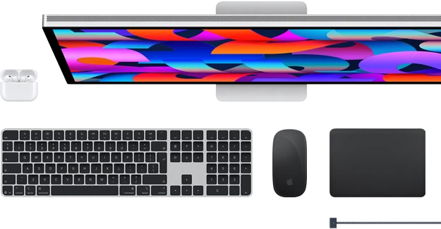 Mac accessories: AirPods, Studio Display, Magic Keyboard, Magic Mouse, Magic Trackpad, MagSafe charge cable