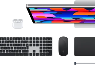 Mac accessories: AirPods, Studio Display, Magic Keyboard, Magic Mouse, Magic Trackpad, MagSafe charge cable