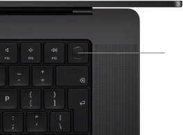 Top view of MacBook Pro keyboard with Touch ID