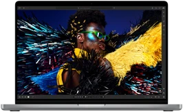A colorful image showcases the Liquid Retina XDR display's high resolution, brightness, and contrast