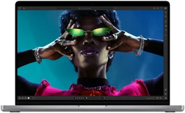 A colorful image showcases the Liquid Retina XDR display's high resolution, brightness, and contrast